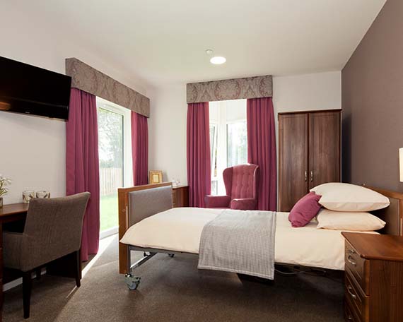 Respite care bedroom at Hazelwell Care Home