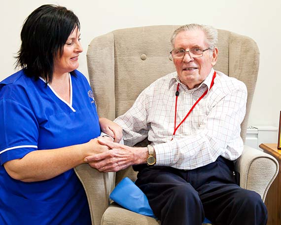 A resident having a tailored care evaluation