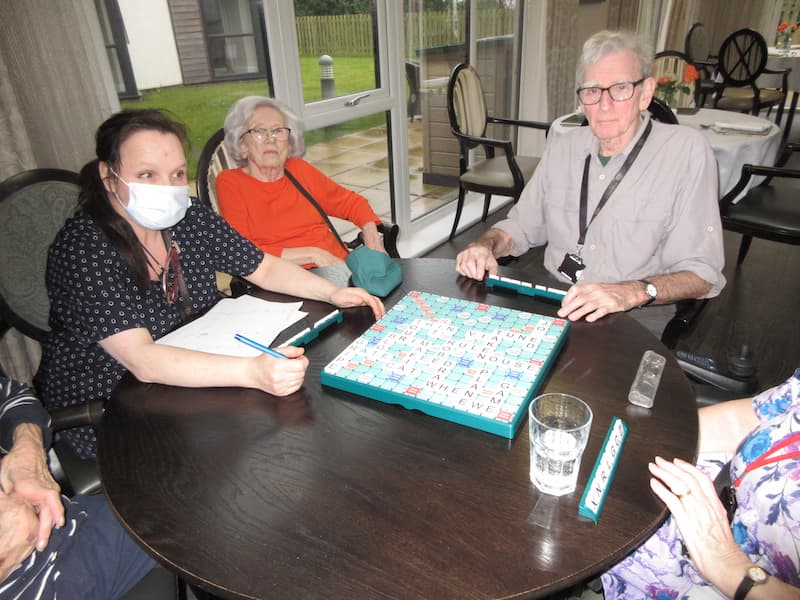 residents playing scrabble