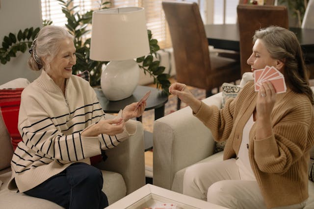 residents playing cards