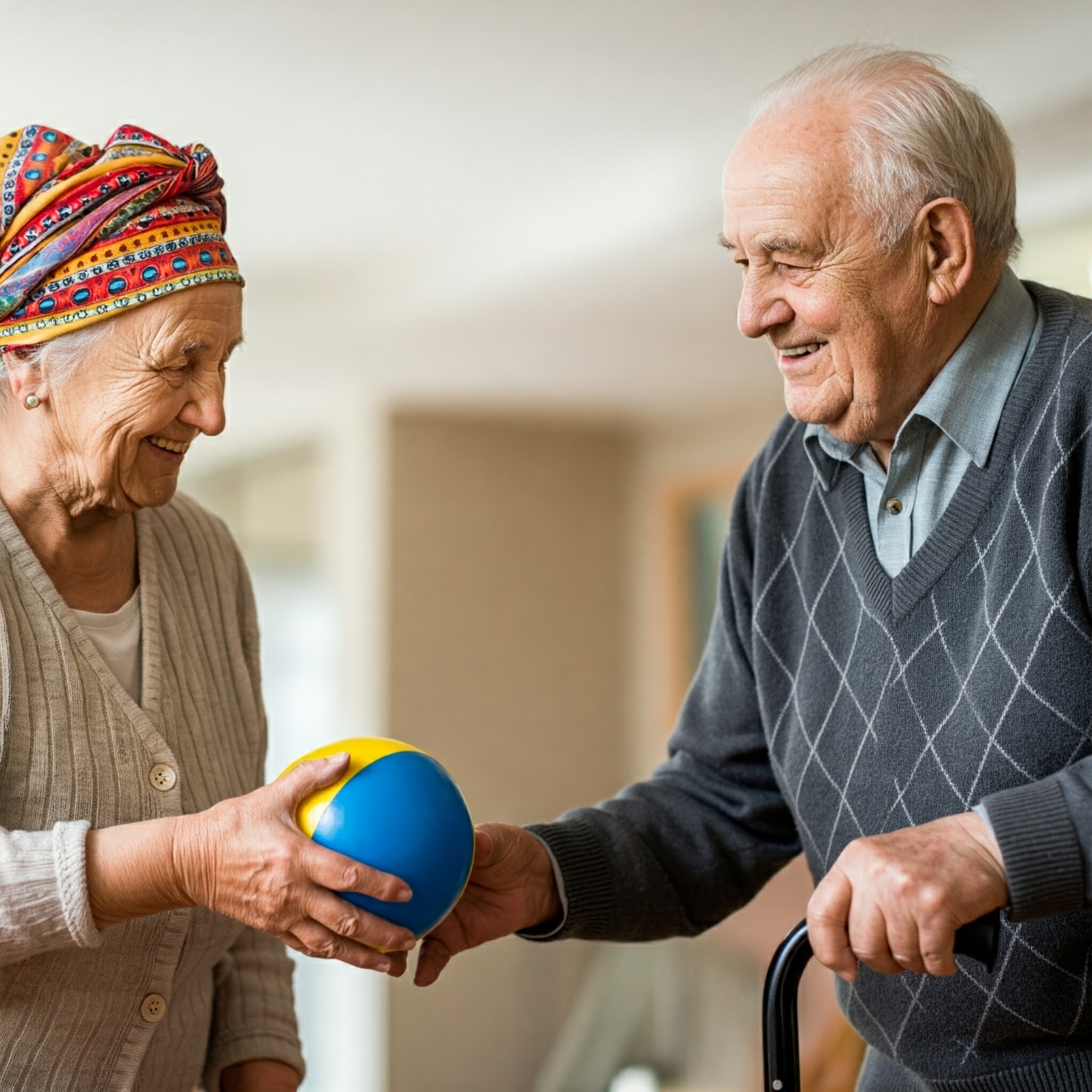 Residents playing with a ball