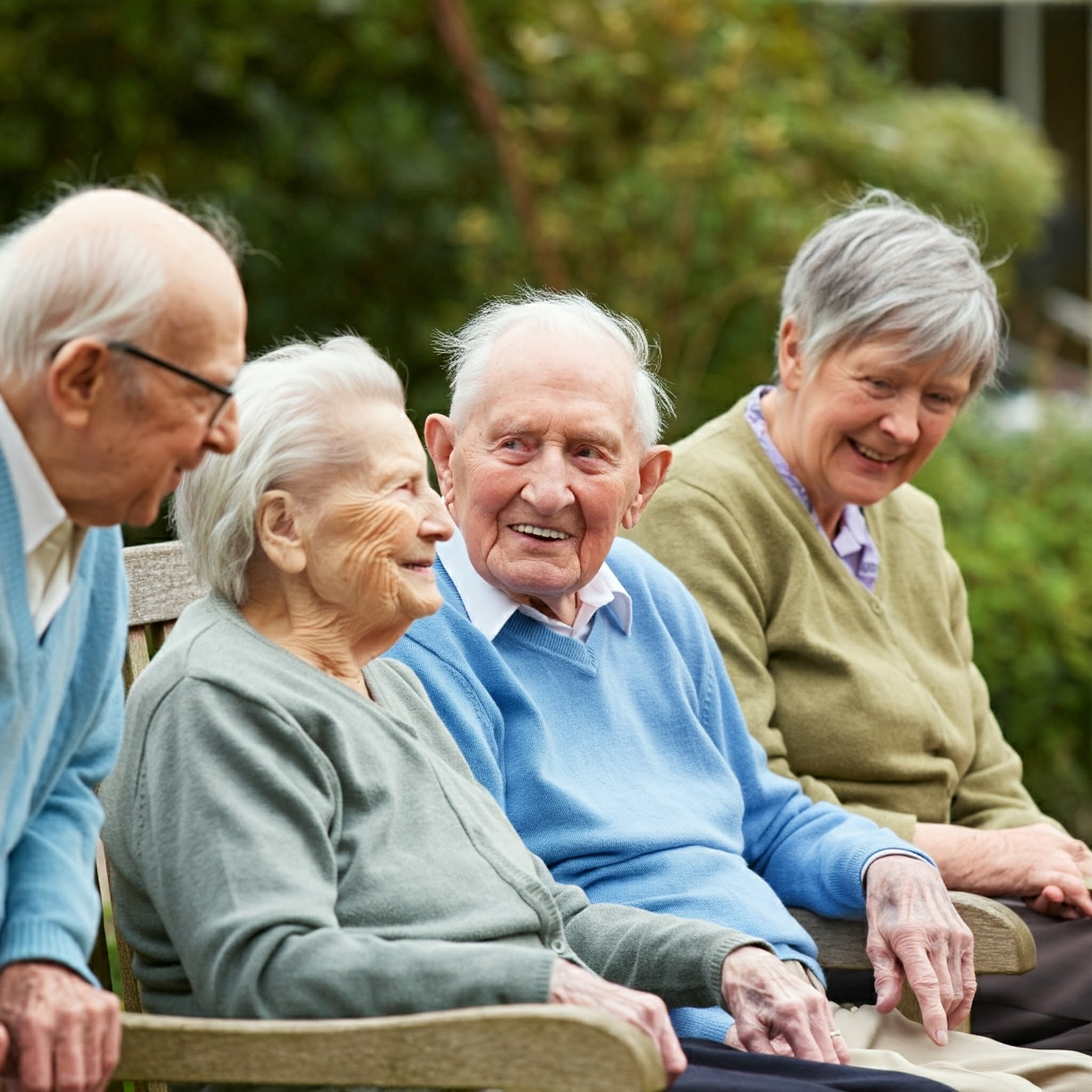 Residents sat on a bench together