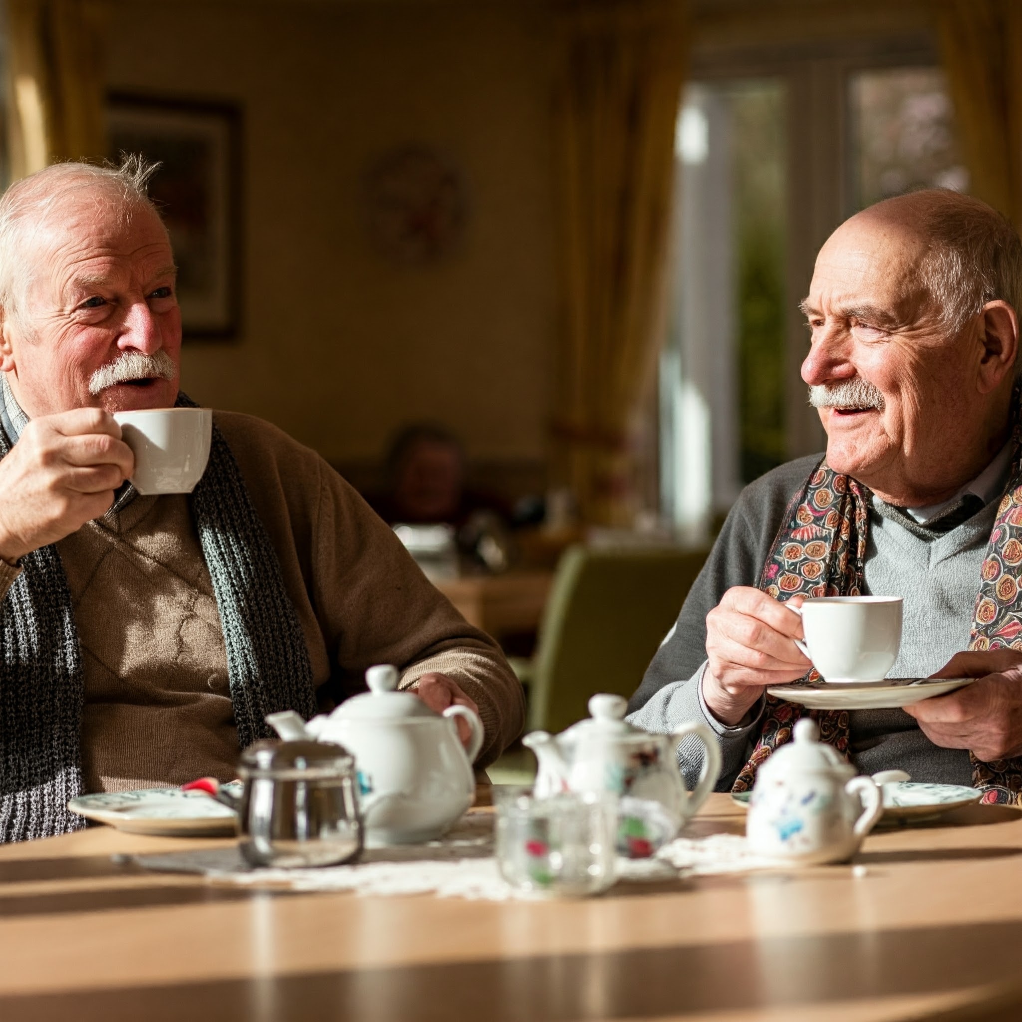 Residents drinking tea