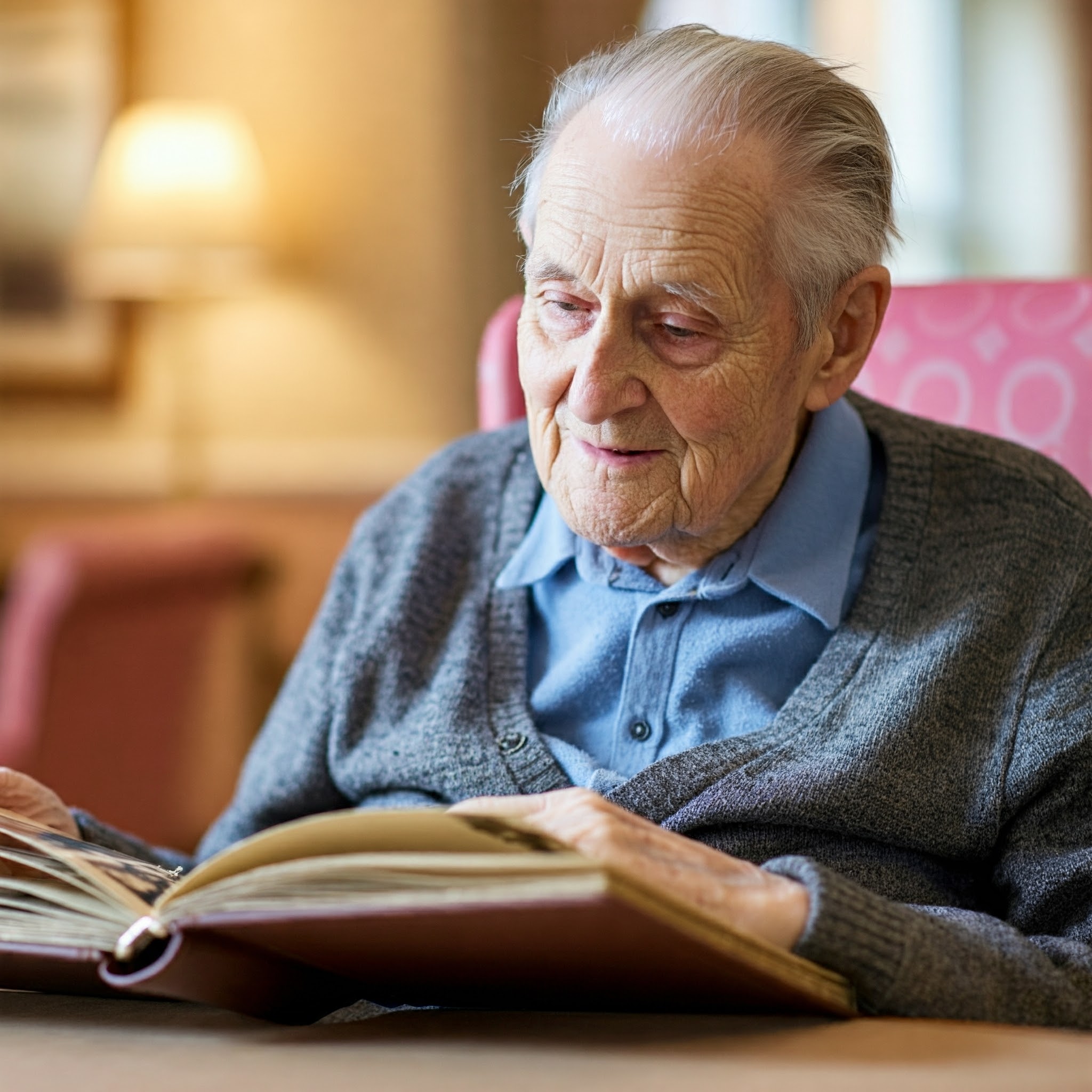 A resident reading a book