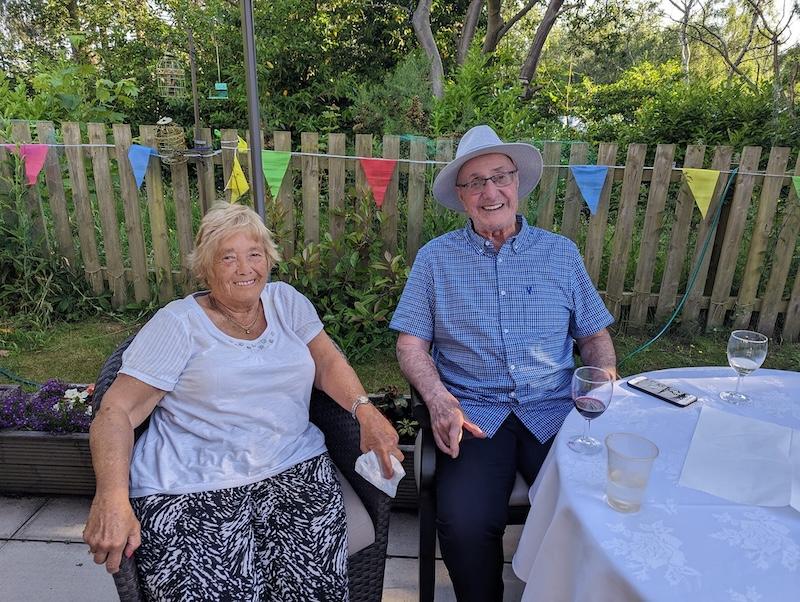 Residents sat outside for our glad to care week party at Hazelwell Care Home