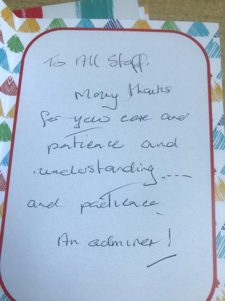 a thank you message from our residents on glad to care week