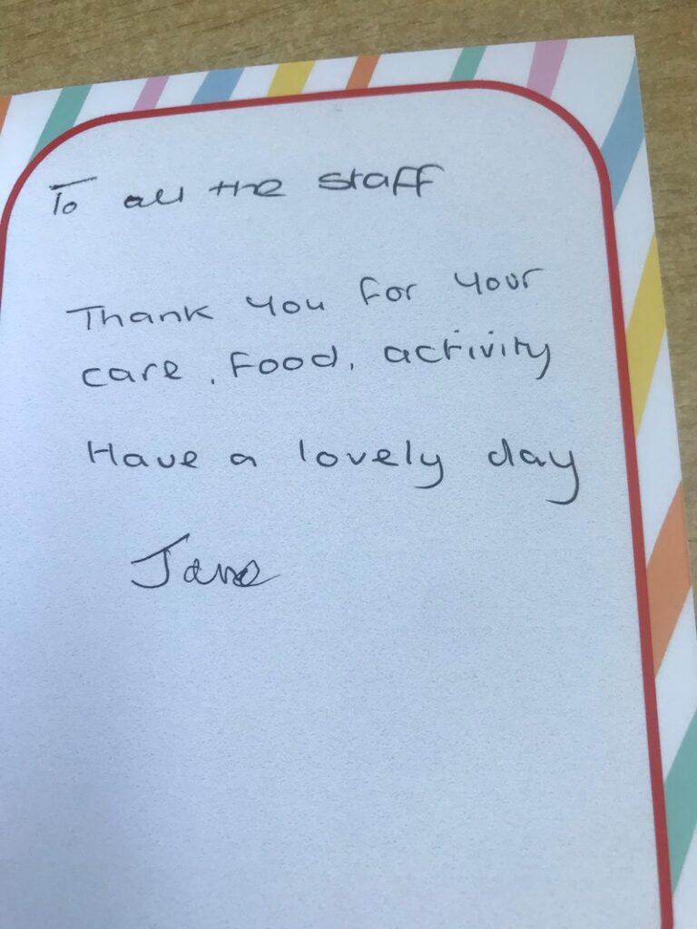 a thank you message from our residents on glad to care week