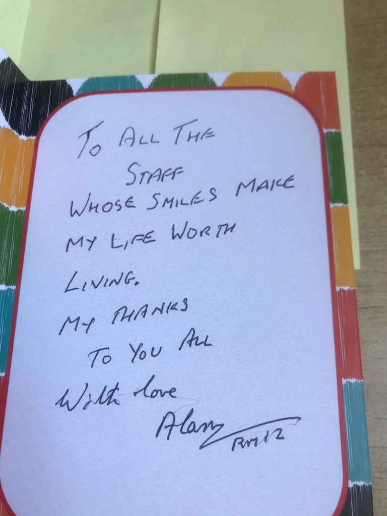 a thank you message from our residents on glad to care week